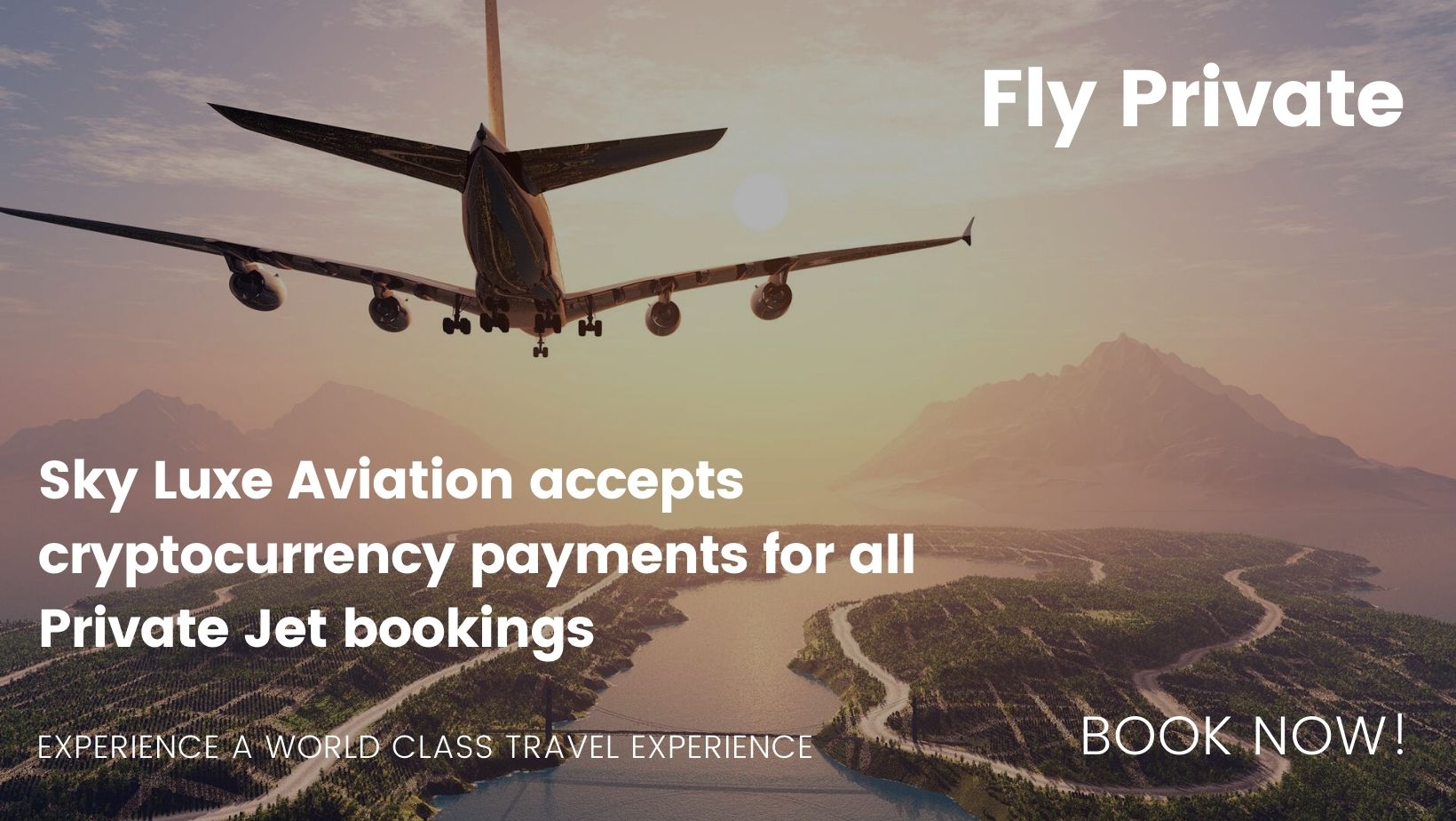Sky Luxe Aviation accepts cryptocurrencies for all Private Jet bookings